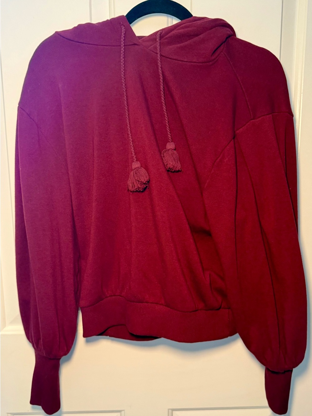 Express Burgundy Oversized Hoodie Sweatshirt Size Small Balloon Sleeve